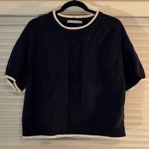 Abercrombie & Fitch navy Blue Sweater with Cream trim